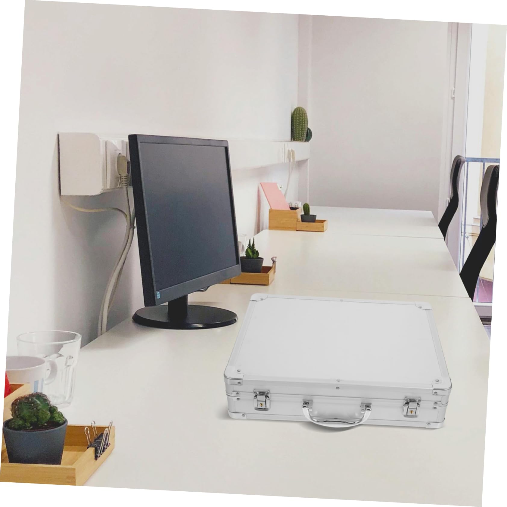 POPETPOP Valigetta Portatile Alluminio con Spazio Archiviazione Scatola Multifunzionale per per Professionisti e da Te Design Elegante e Pratico Colore Argento