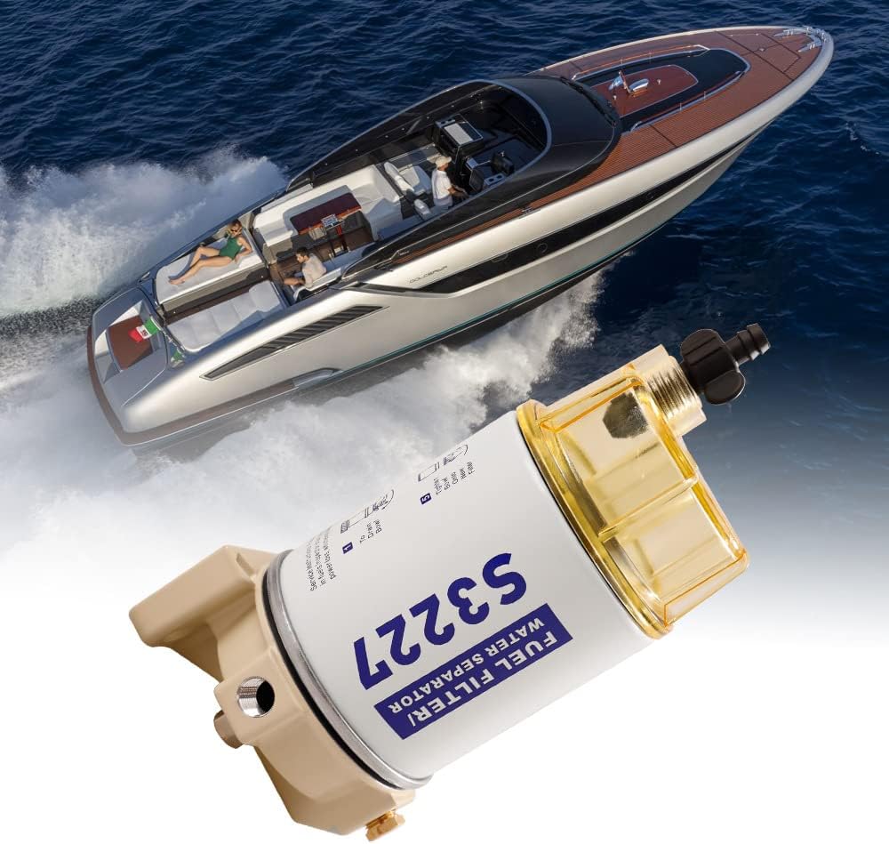 S3227 9-37882 18-7922 Fuel Filter Marine Fuel Water Separator Assembly Replacement for Marine Outboard Motor Mercury Replaces# S3227 18-7948 9-37882 320R 490R-RAC-01 18-7922, 18-7922-1