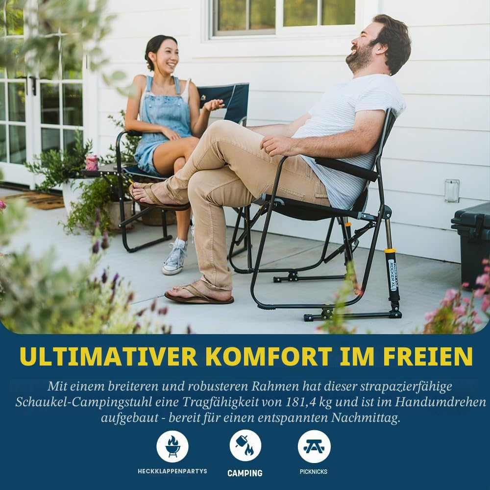 GCI Outdoor Freestyle Rocker XL Tragbarer klappbarer Schaukelstuhl und Outdoor-Campingstuhl