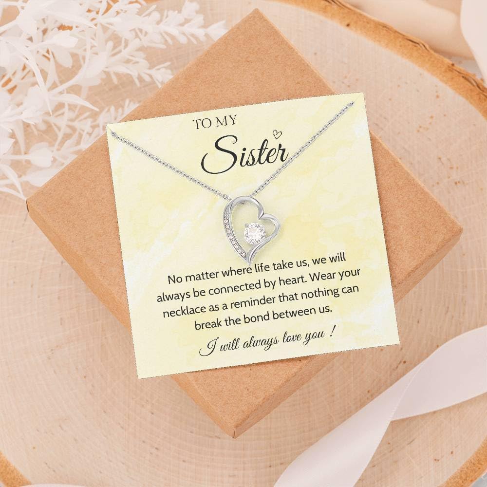 VIRAGIL Sisters Gifts From Sister Interlocking Necklaces For 2 Big Sister and Little Sister Happy Birthday Present For Women Jewelry Best Sister with Message Card and Gift Box