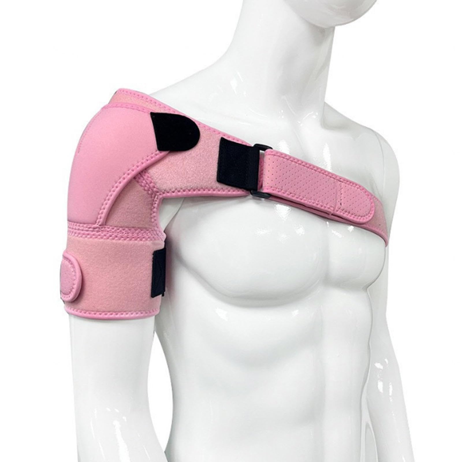 NIBHZ Tutore per Spalla - Manicotto di Supporto e Compressione, Tutore per Spalla della Cuffia dei Rotatori per Uomo e Donna, per Alleviare Il Dolore alle Articolazioni AC, Stabilità,Pink-Extra Size
