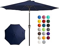 JEAREY 10FT Patio Umbrella with Push Button Tilt Crank 8 Steel Ribs UV50+ Waterproof Navy for Garden Pool