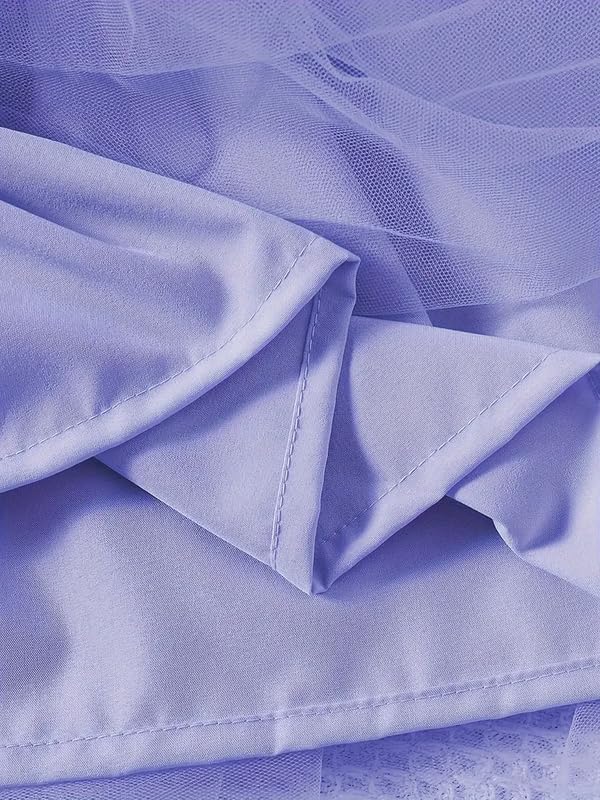 Image of Niren Enterprise Girls' Lilac Flower Waist, Tulle Skirt, Puff Sleeve, Elegant Birthday, Soft Lining Dress