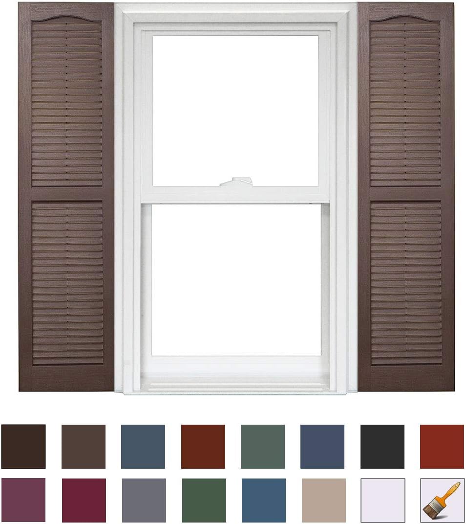 Homeside Open Louver Vinyl Shutters (1 Pair) 14-1/2in. x 67in. - 022 Chocolate
