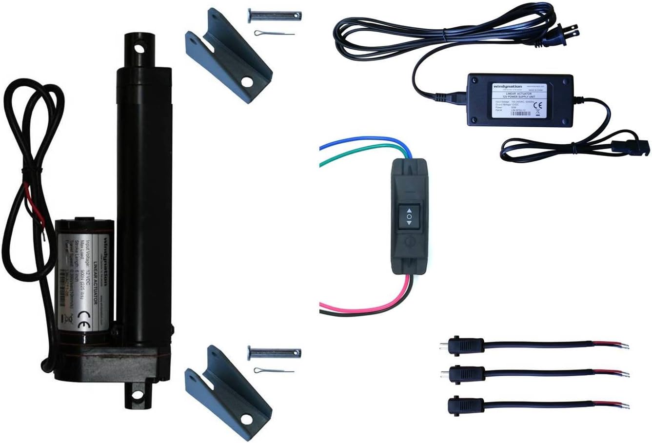 WindyNation 12V Linear Actuator + Power Supply + Up Down