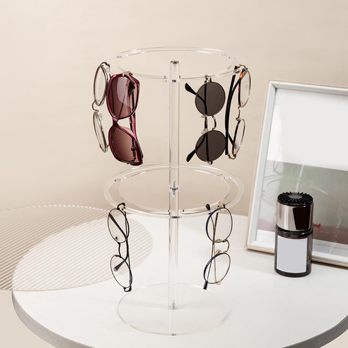 CHILDWEET Expositor De Gafas Transparente De Acrílico Estante para Gafas De Sol De Doble Organizador De Escritorio para Exhibir Casa o Tienda