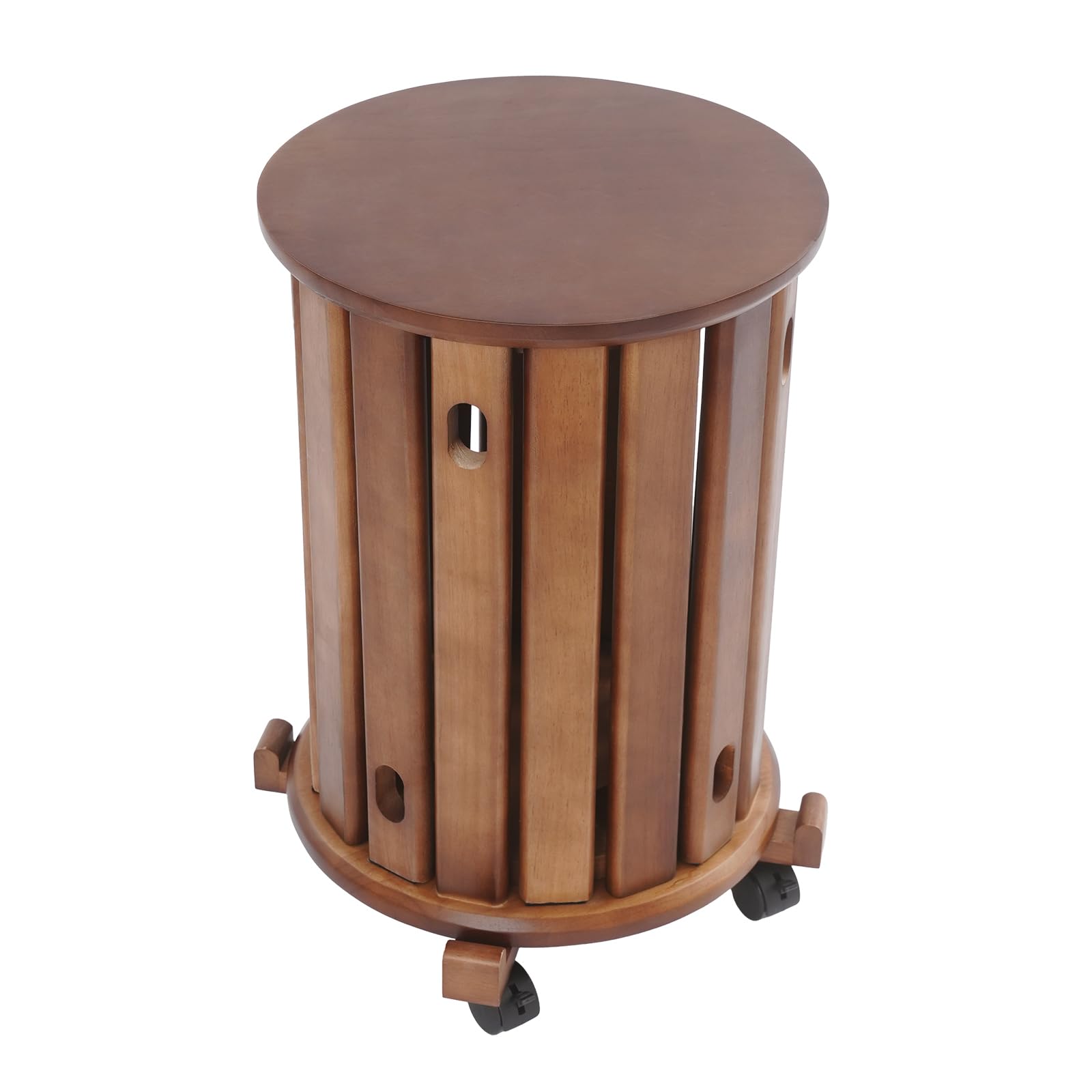 Juego de 4 taburetes de comedor, apilables, para mesita de noche, balcón, taburete, silla apilable de madera para cocina, dormitorio, salón, bar (color nogal)