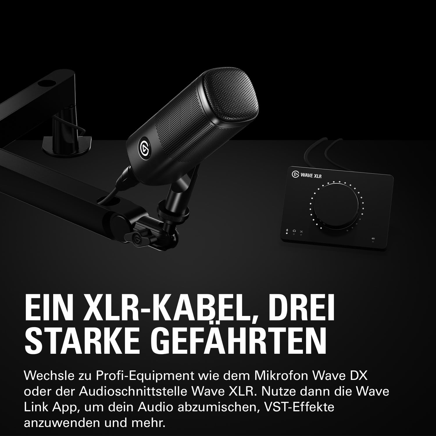 Elgato XLR Cable – Geschirmtes Mikrofonkabel für Studioaufnahme und Liveproduktion, vergoldete Kontakte, Stecker auf Buchse, für Mikrofonpegel und symmetrischen analogen Line-Pegel, 3 m