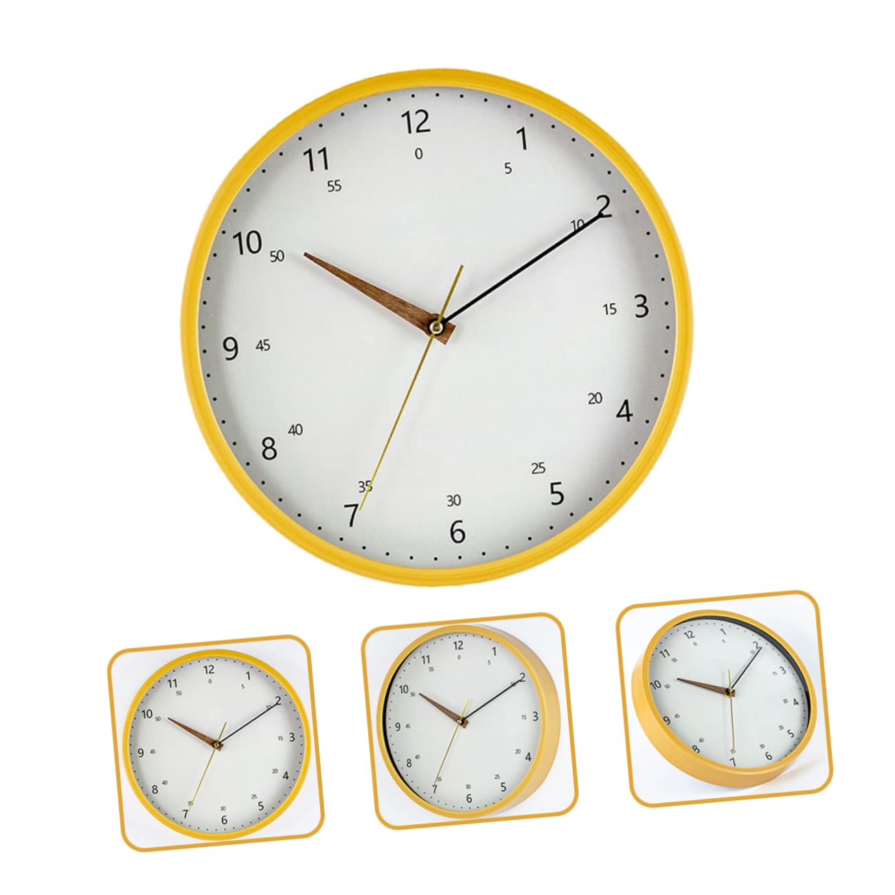 IMIKEYA Horloge Murale Silencieuse Ronde en Verre et Bois, 1pc