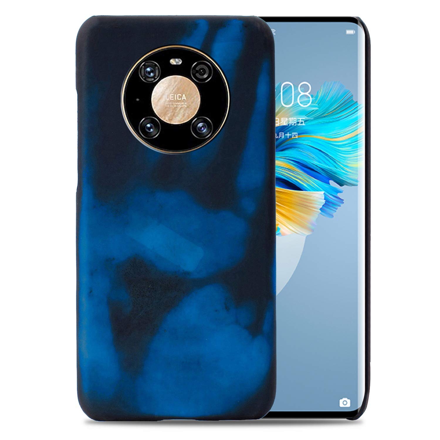 Hicaseer Case for Huawei Mate 40 Pro,Thermal Sensor Case&Ultra Thin Anti-Scratch Stylish Color Changing Protective Cover for Huawei Mate 40 Pro 6.76" - Black+Blue