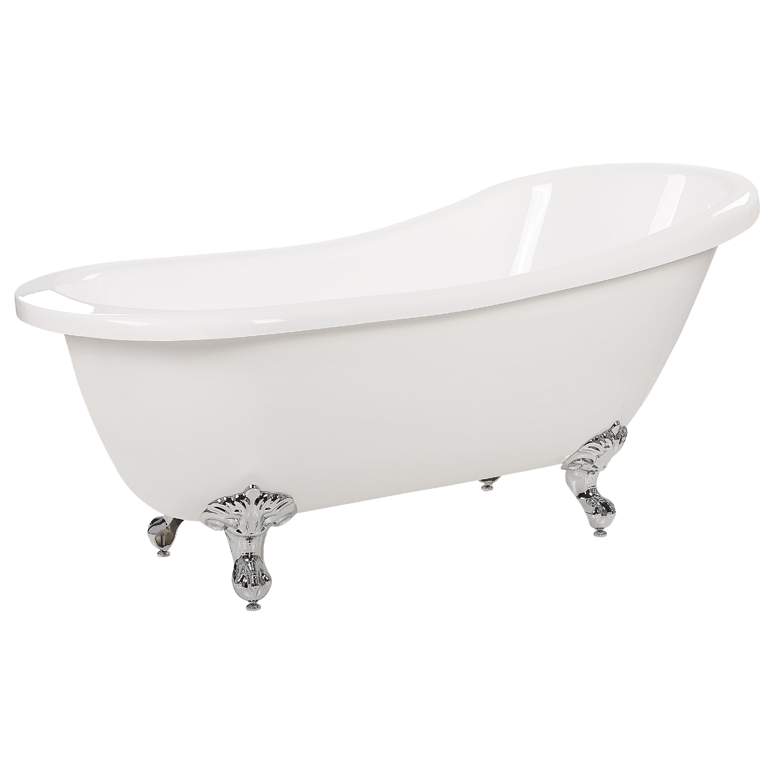Bañera independiente de acrílico blanco plateado patas 153 x 77 cm retro vintage tradicional Cayman