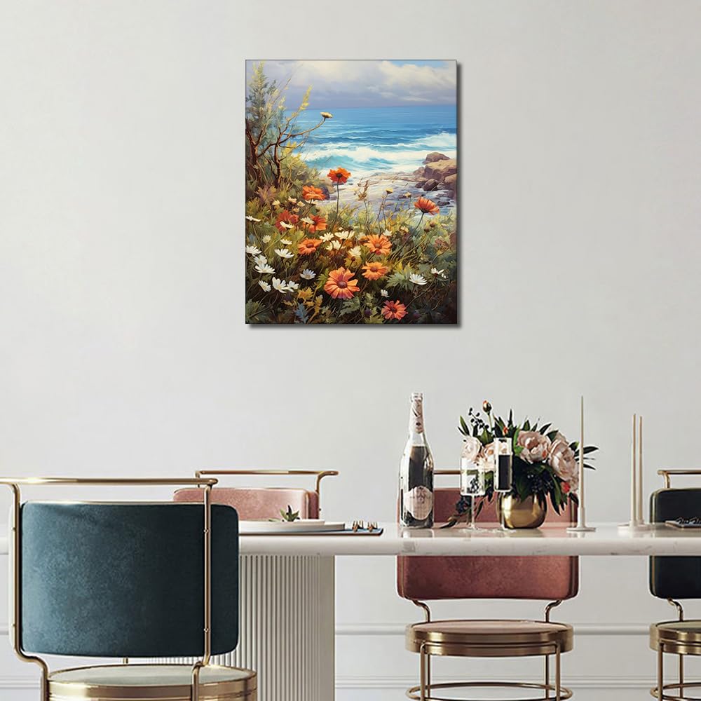 TISHIRON Pintura Por Números Para Adultos – Lienzo De Playa Con Corazón Y Piedra, Kit De Óleo Y Acrílico 40x50 Cm (Sin Marco)