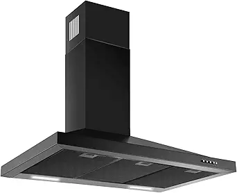 SNDOAS Black Range Hood 36 inches,Stainless Steel Wall Mount Range Hood Black,Kitchen Hood Vent with Ducted/Ductless Convertible,Hood Vents for Kitchen,Ductless Range Hood,Vent Hood 36 inch