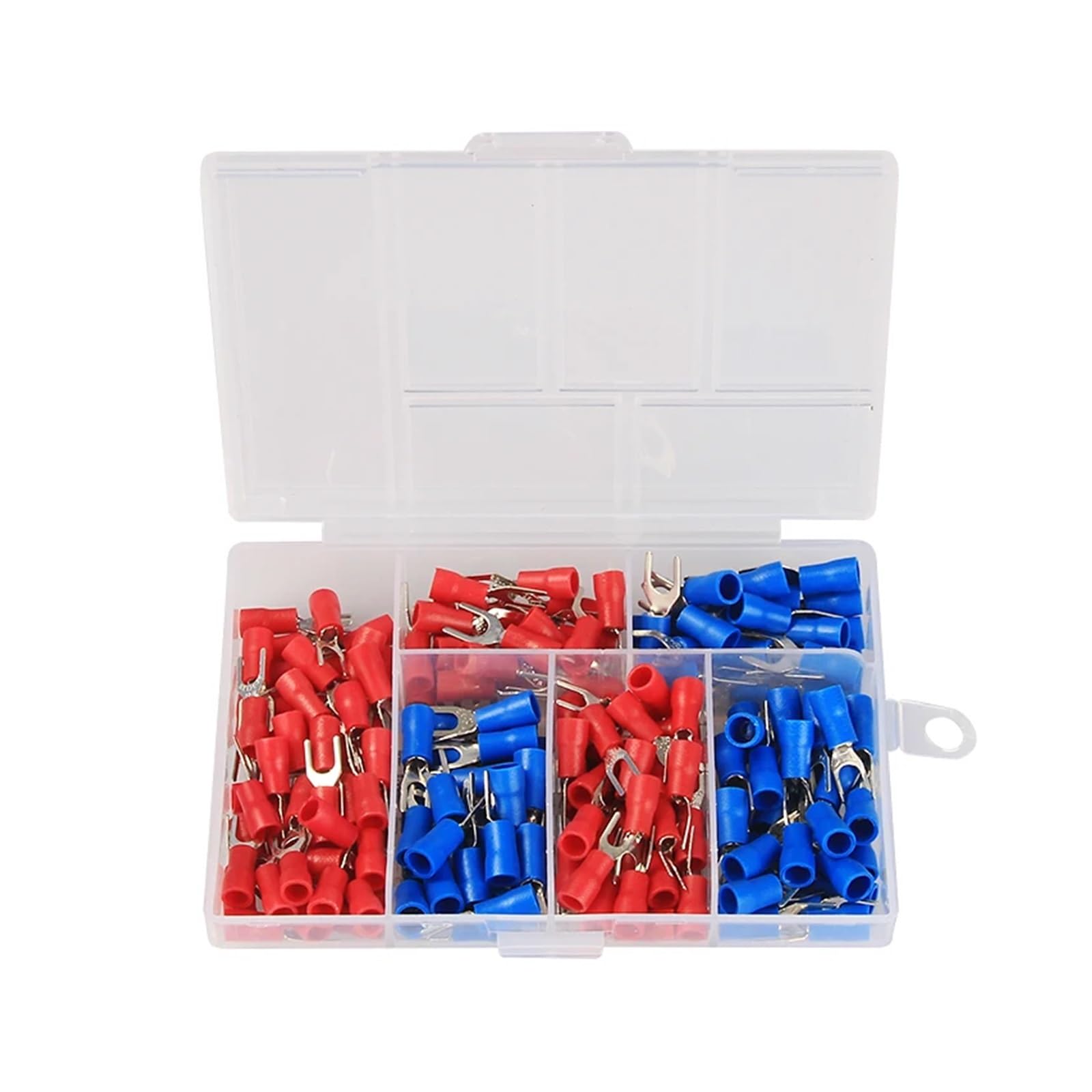 DSZUJTYROP 190pcs 6sizes Crimp Terminal Spade Fork Connector kit Wire Copper Crimp Connector Insulated Cord Pin End Terminal