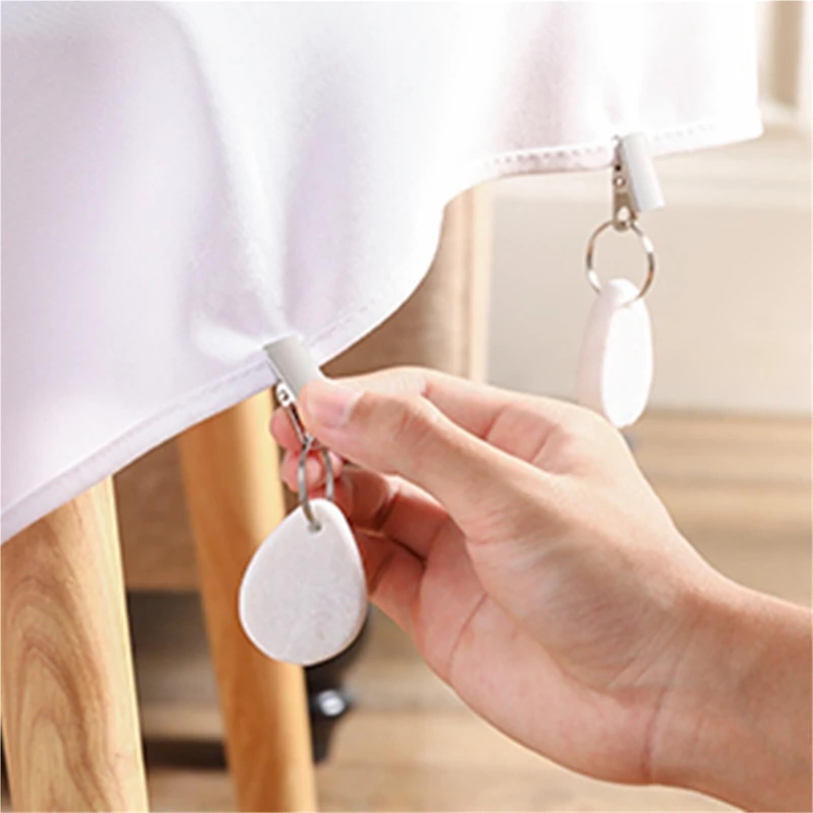 Fermatovaglia Pesi Ciondoli con Clip Tovaglie da Esterno Delicate Compatte Riutilizzabili Campeggio(White,16 PCS)