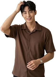 BANSII DHUN Men’s Solid Ribbed Half Sleeve Shirt – Premium Cotton Blend Fabric, Button Front Closure, Soft Regular Fit Sty... Price In India