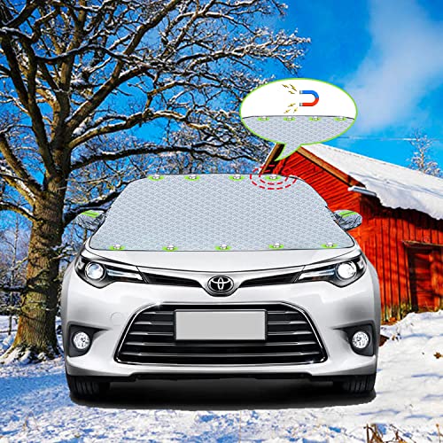 NDDI POWER Protector para Parabrisas, Protector Hielo Parabrisas con 9 Magnético, Universal Protector Parabrisas Coche Protege de Hielo, Nieve Viento y Lluvia (61.8x49.6 in) Cover