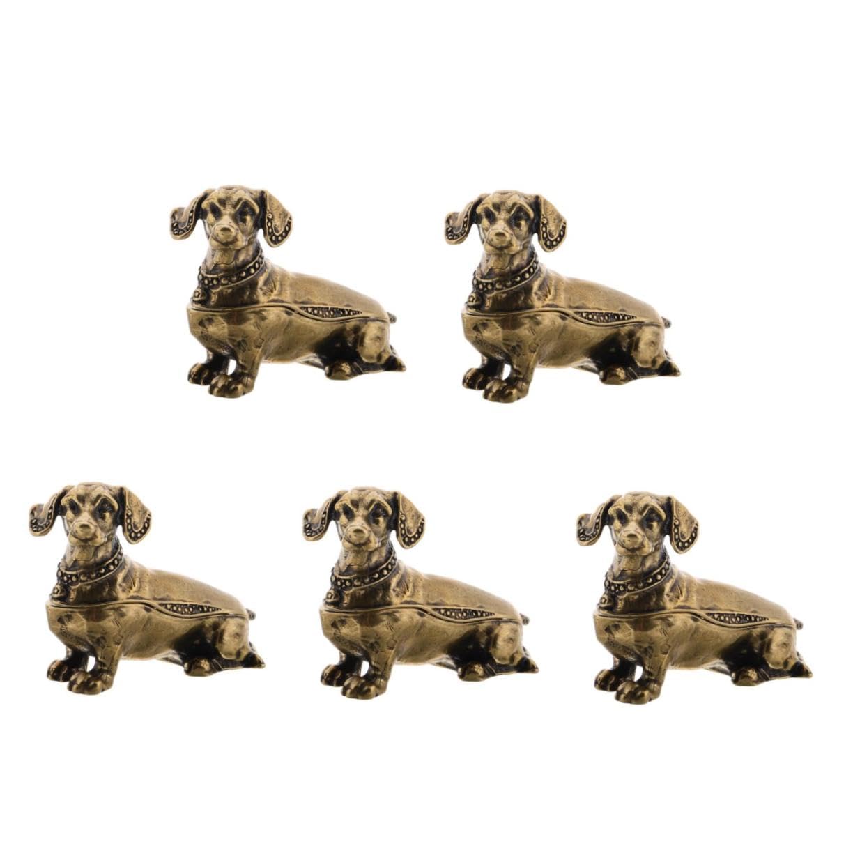 Healvian 5 Piezas Caja Joyero Pequeña de Latón Vintage con Figura Realista de Salchicha Caja Tesoro para Anillos Decoración Coleccionable para Hogar y Oficina