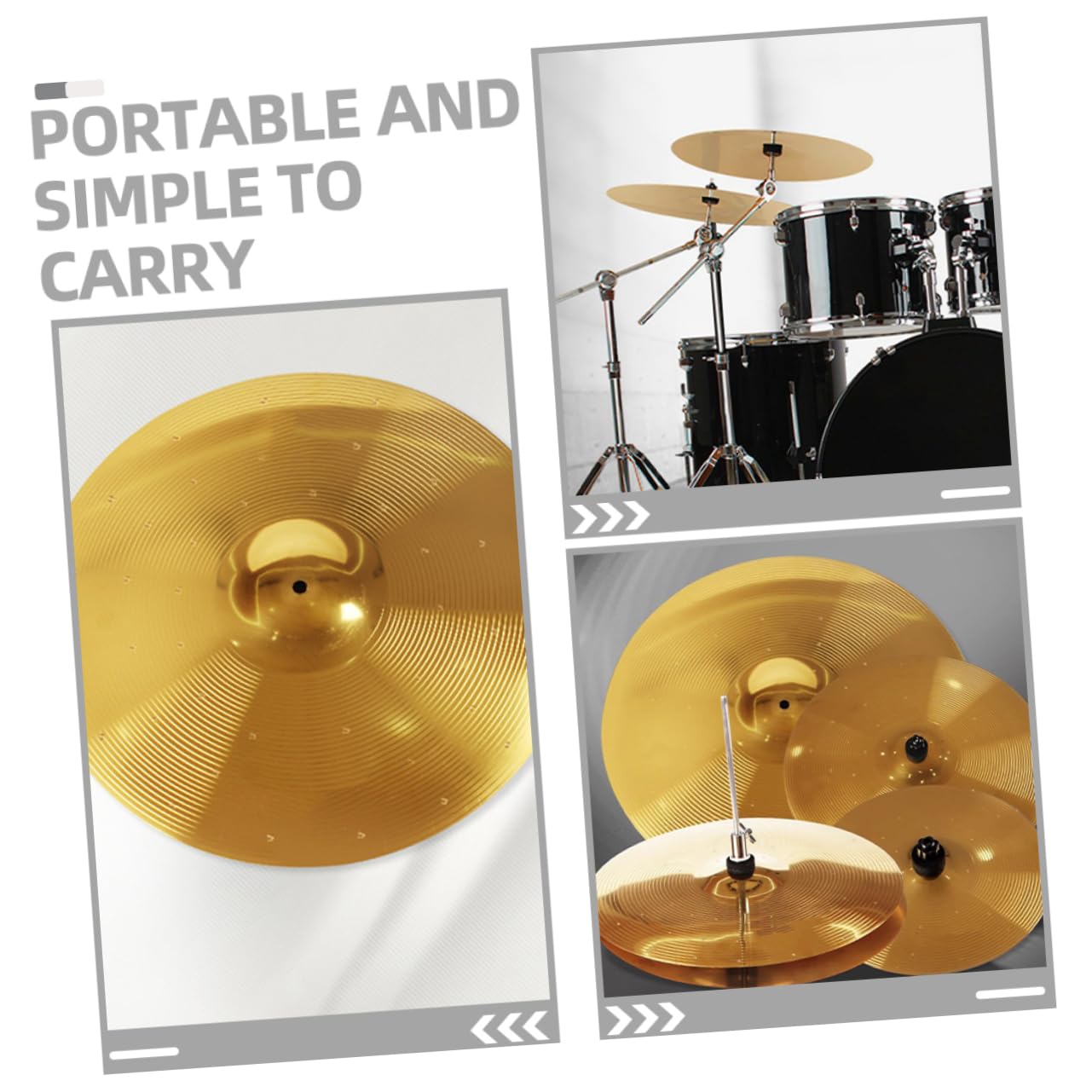 CIMAXIC Jazz Drum Cymbals 14'' Metal Practice Drum Cymbal Set Tilt Crash Straight Hold