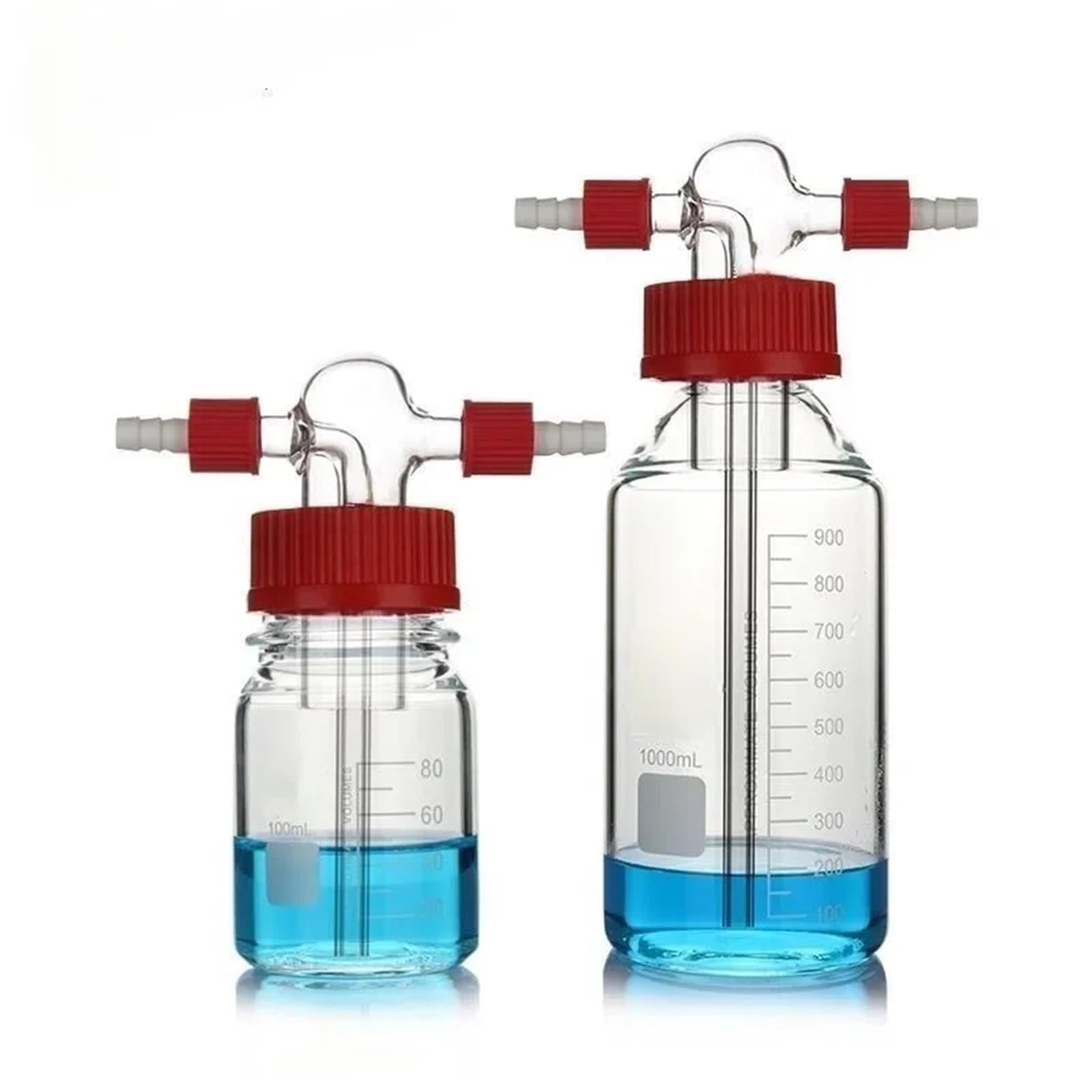Spiralmund-Gasflasche GL45, versiegelte Flasche mit hohem Borosilikat-Gaspuffer(1000ml)