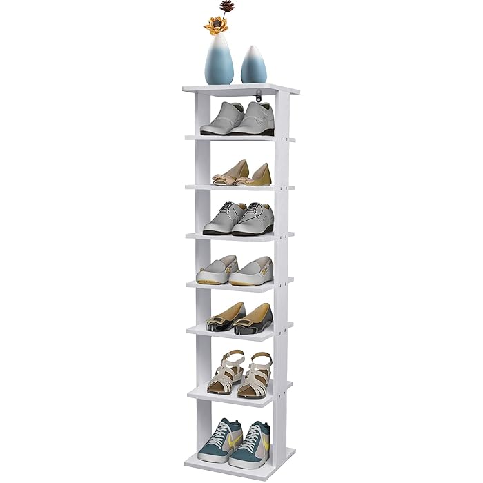 Buy Lipo 7 Tiers Vertical Shoe Rack,Narrow Shoe Organizer, Modern Wooden Shoe Storage Stand