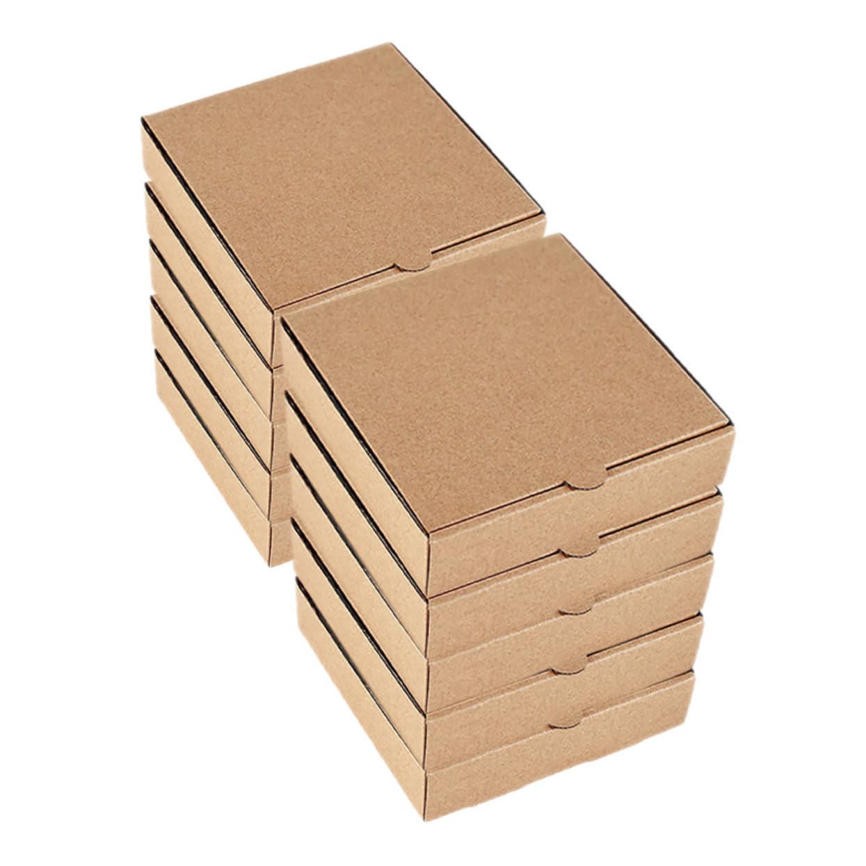 BRIGHTFUFU 10Pcs Mini Pizza Boxes Corrugated Cardboard Pizza Containers for Individual Servings Elegant Design for Snacks and Treats for Parties and Events