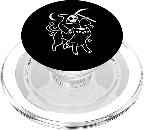 Grim Reaper Ride Satan Cat Demonic Evil Devil Occult Satanic PopSockets PopGrip agarre intercambiable para teléfonos y tabletas PopSockets MagSafe