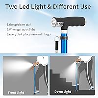 Vista 4 de BeneCane Bastón plegable para mujer, bastón plegable para hombres con dos luces LED, bastón cuádruple con base estable, ligero y ajustable
