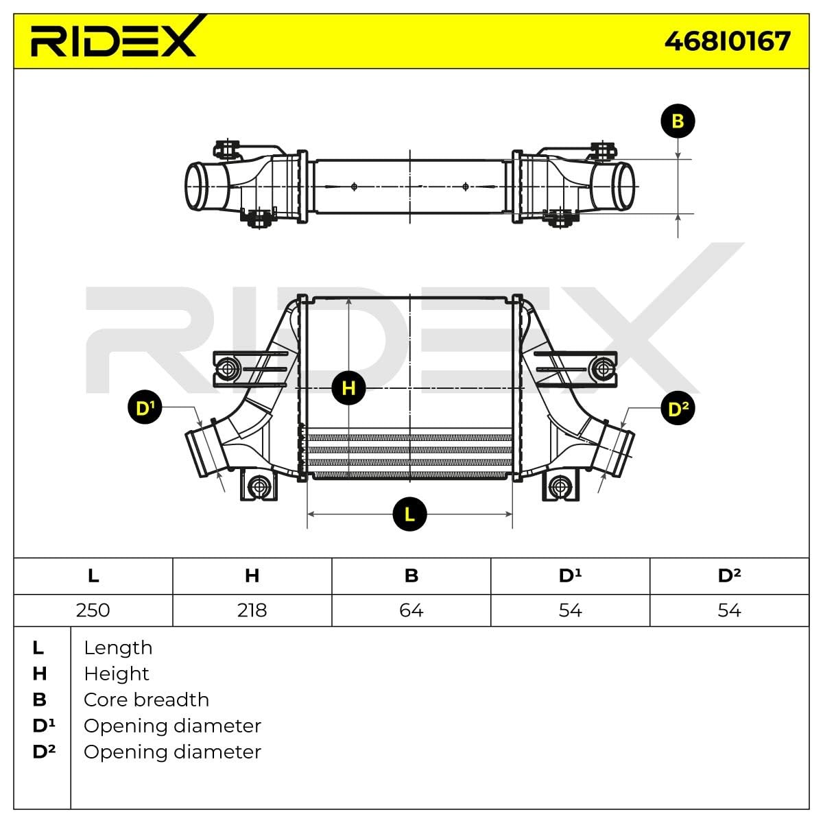 RIDEX 468I0167 Intercooler senza valvola EGR (ricircolo gas scarico) Compatibilità con CITROËN C4 AIRCROSS