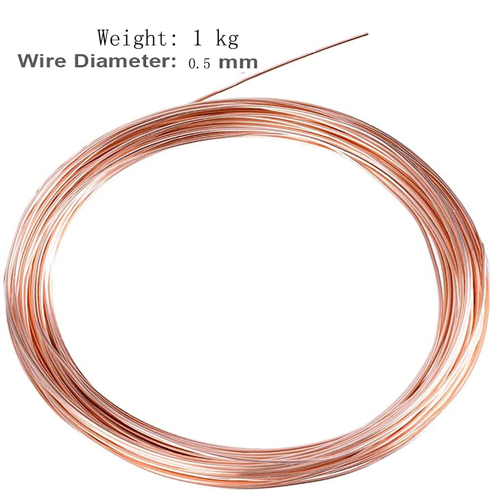Alambre de cobre sólido para manualidades y joyería, alambre de cobre sin chapado (1 kg 0,5 mm)