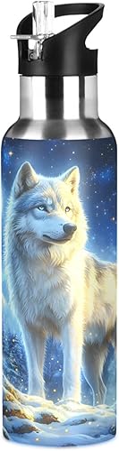 Vista 15 de Purple Dragon - Botella de agua con aislamiento al vacío para niños, taza de acero inoxidable con tapa de popote y asa, 20 onzas