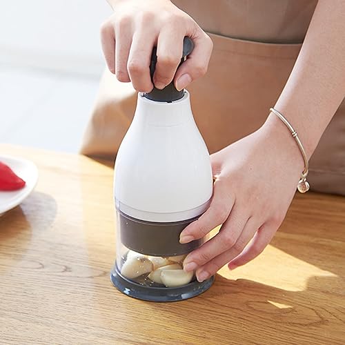 Miniatura 4 de Mini picadora de ajo, picadora manual de cebolla, trituradora de ajo, cuchilla de acero inoxidable, picadora de verduras para cebollas y nueces