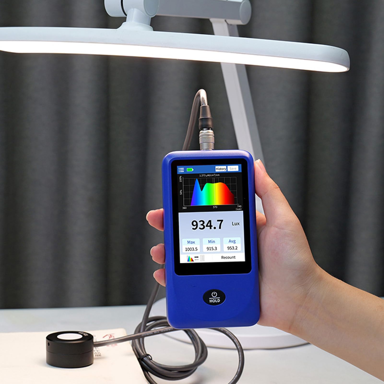 Misuratore di Spettro Luminoso, Spettrometro Portatile, Misuratore di Visualizzazione della Curva di Illuminamento per Misurare la Temperatura del, PPFD e Gamma di 1 Milione di Lx, Adatto a
