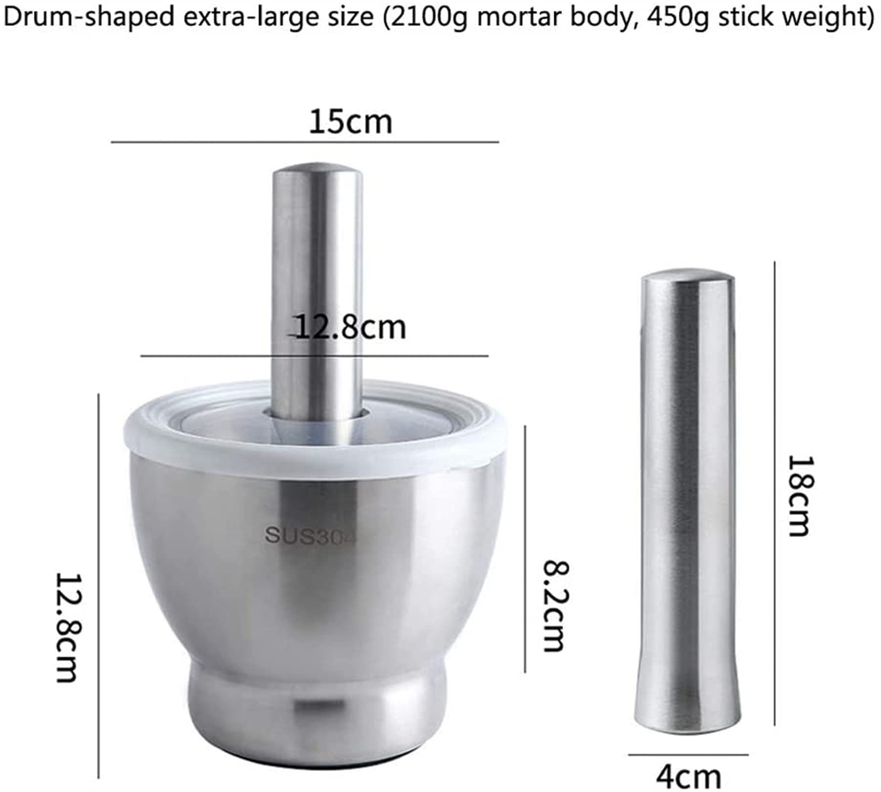 Mortier Et Pilon Acier Inoxydable Broyeur Épices Safran Café Ail - Base Antidérapante