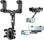 Support de téléphone de voiture rétroviseur – 1PC 360° Rotation & Montage universel réglable pour téléphones intelligents, accessoires multifonctions pour voitures, conception antidérapante sécurisée, convient à la plupart des appareils mobiles