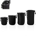4 Pcs DSLR Camera Neoprene Lens Pouch Bag Cover, 4Pcs Camera Lens Protective Pouch Compatible with Nikon(S,M,L,XL)