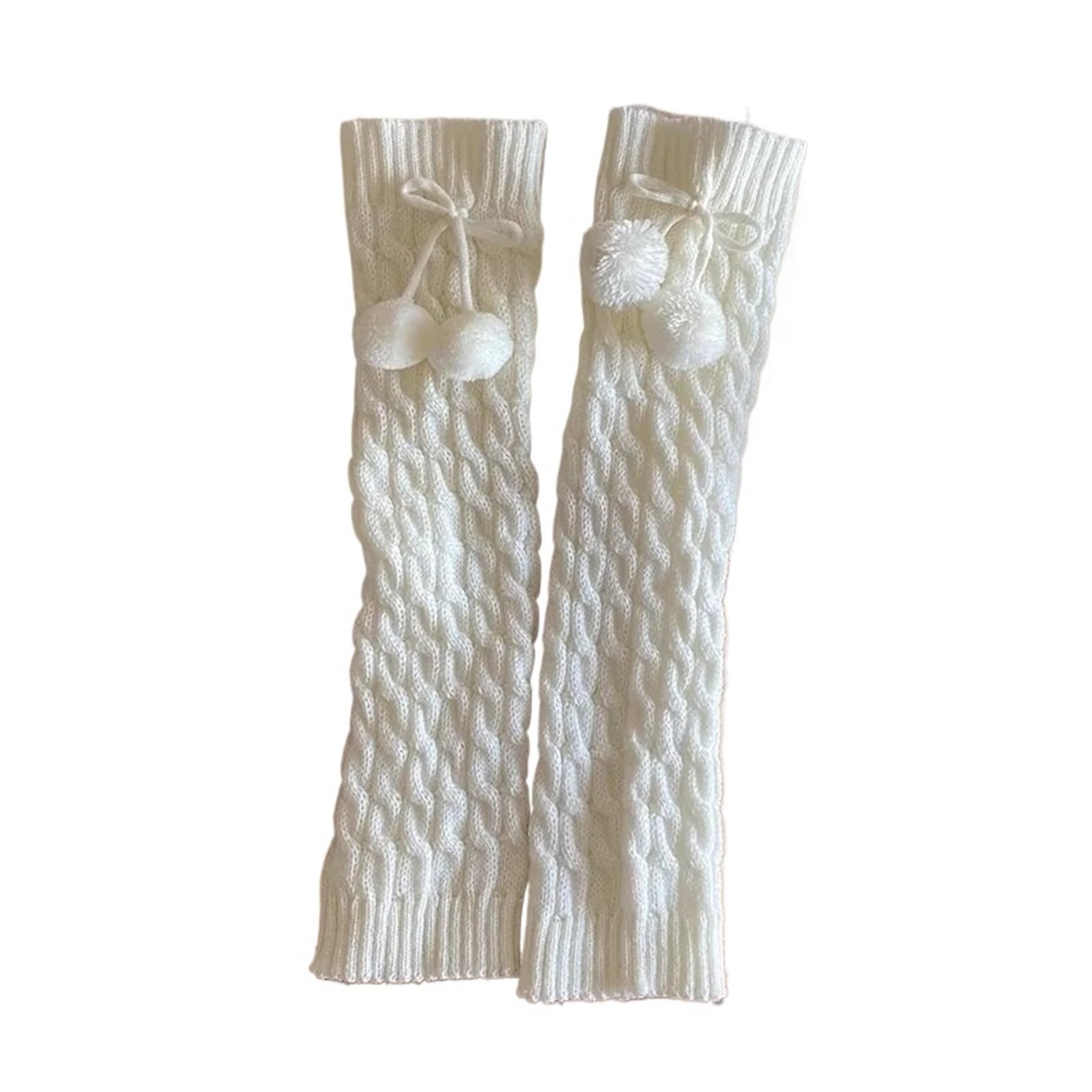 2 Pcs Women Black White Lolita JK Leg Warmers With Ball Knitted Warm Foot Cover For Lady Autumn