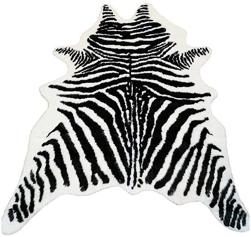 Zebra Print Rug Faux Animal Cowhide Skin Area Rug Leather Carpet Mat Large Size for Home Office Livingroom 5.2'x3.9' Zebra Print - 5.2x3.9ft