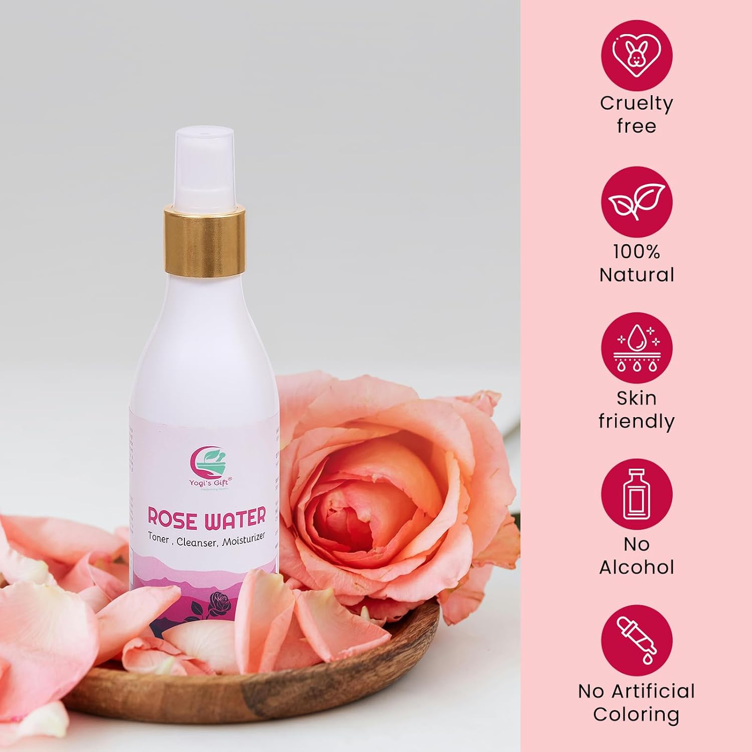 100% Pure Rose Water 6.5 fl oz | for Face & Hair | Alcohol Free & Artificial Coloring Free | by Yogi's Gift® - Image 5