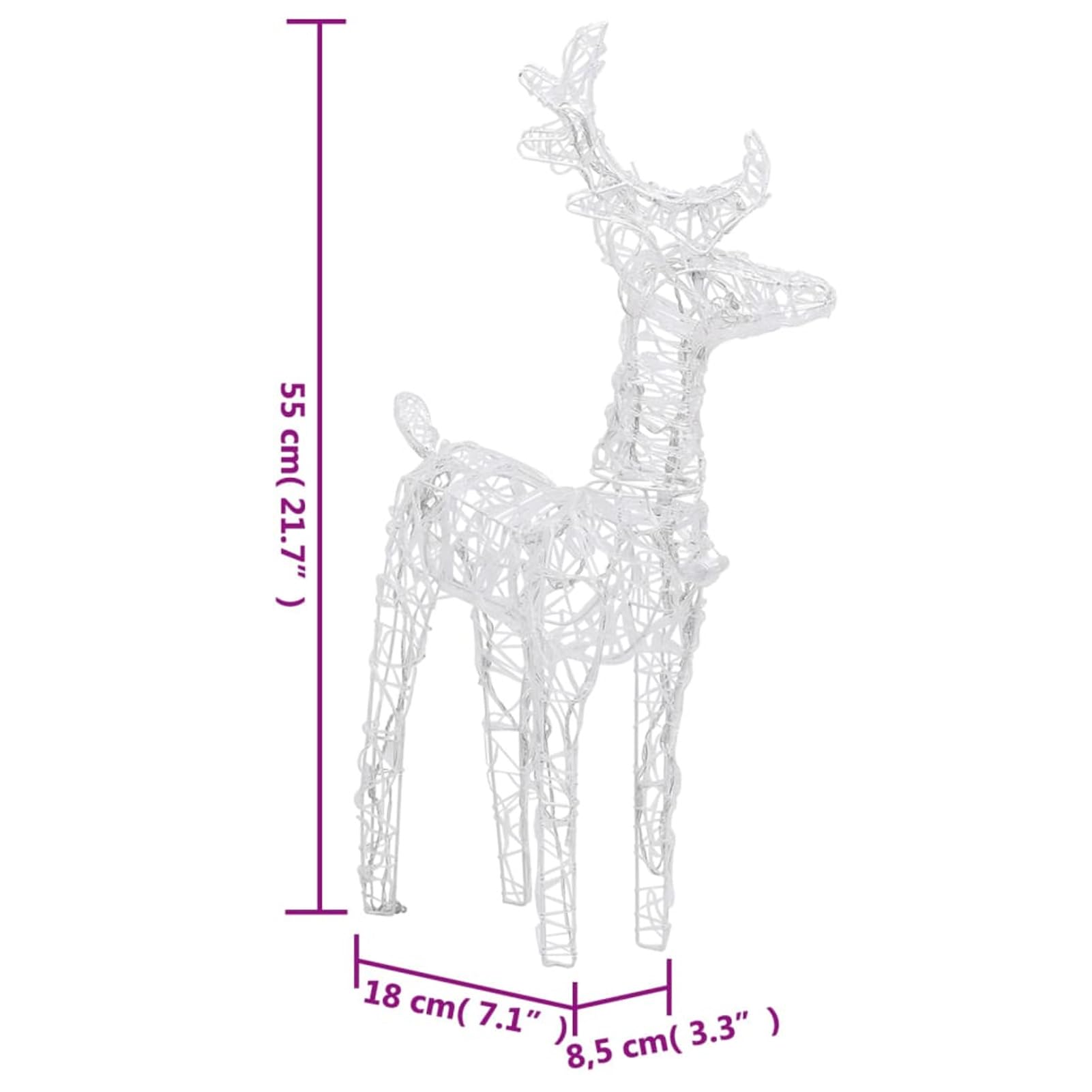 Tidyard LED-Rentiere 2 Stk.Weihnachtsdekoration Rentier Beleuchtet Weihnachtsdeko Weihnachten Lichterkette Außen Weihnachtsbeleuchtung 80 LEDs jedes Rentiers: 18 x 8,5 x 55 cm (L x B x H)
