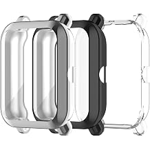 Screen Protector Case Compatible with Amazfit GTS 2 Mini/Bip U Pro Smartwatch Accessories TenCloud Covers Scratched Resistant Full Protective Cover for GTS 2 Mini Black+Gray+Clear