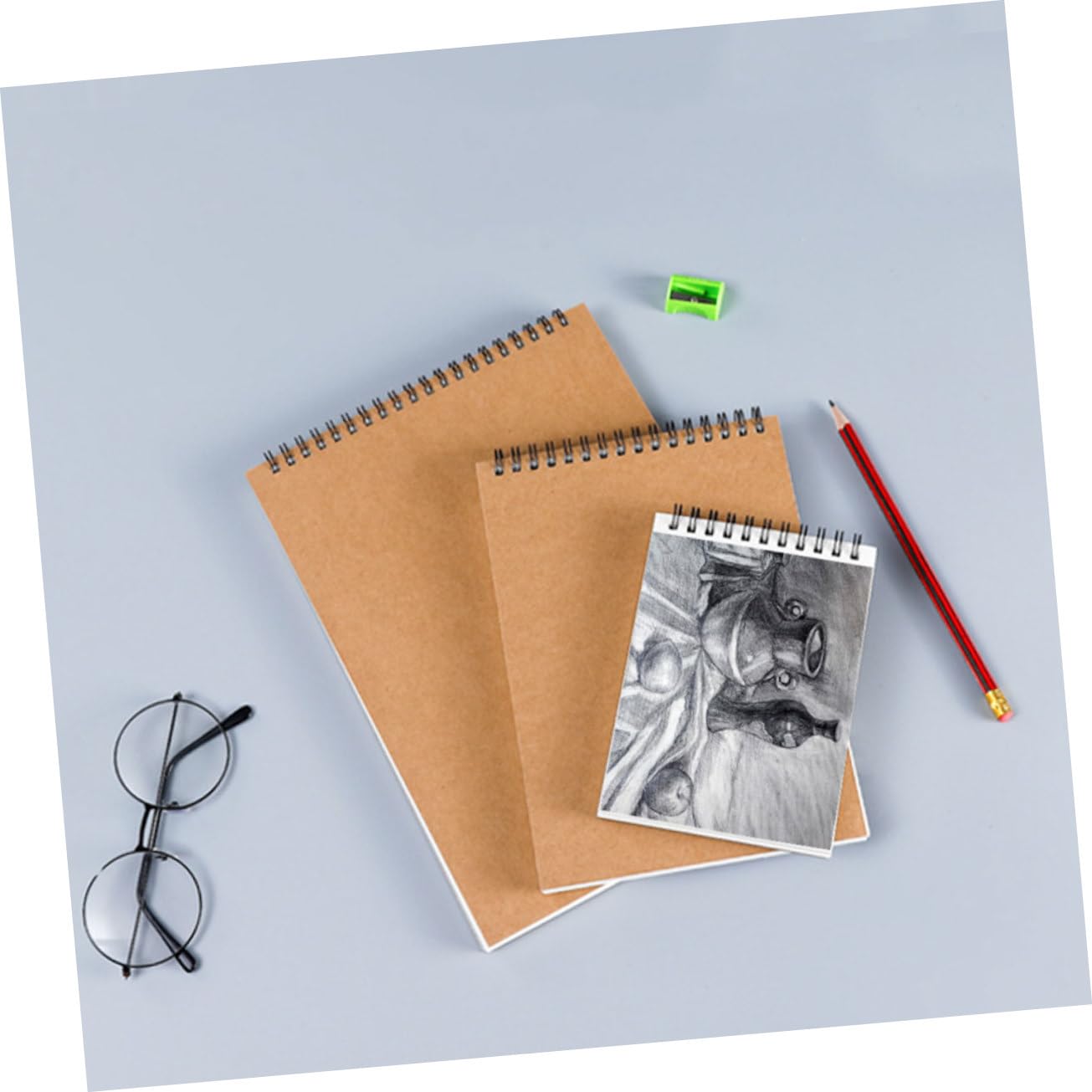 Carnet de Croquis à Spirale pour Étudiants, Lot de 2, Pages Blanches