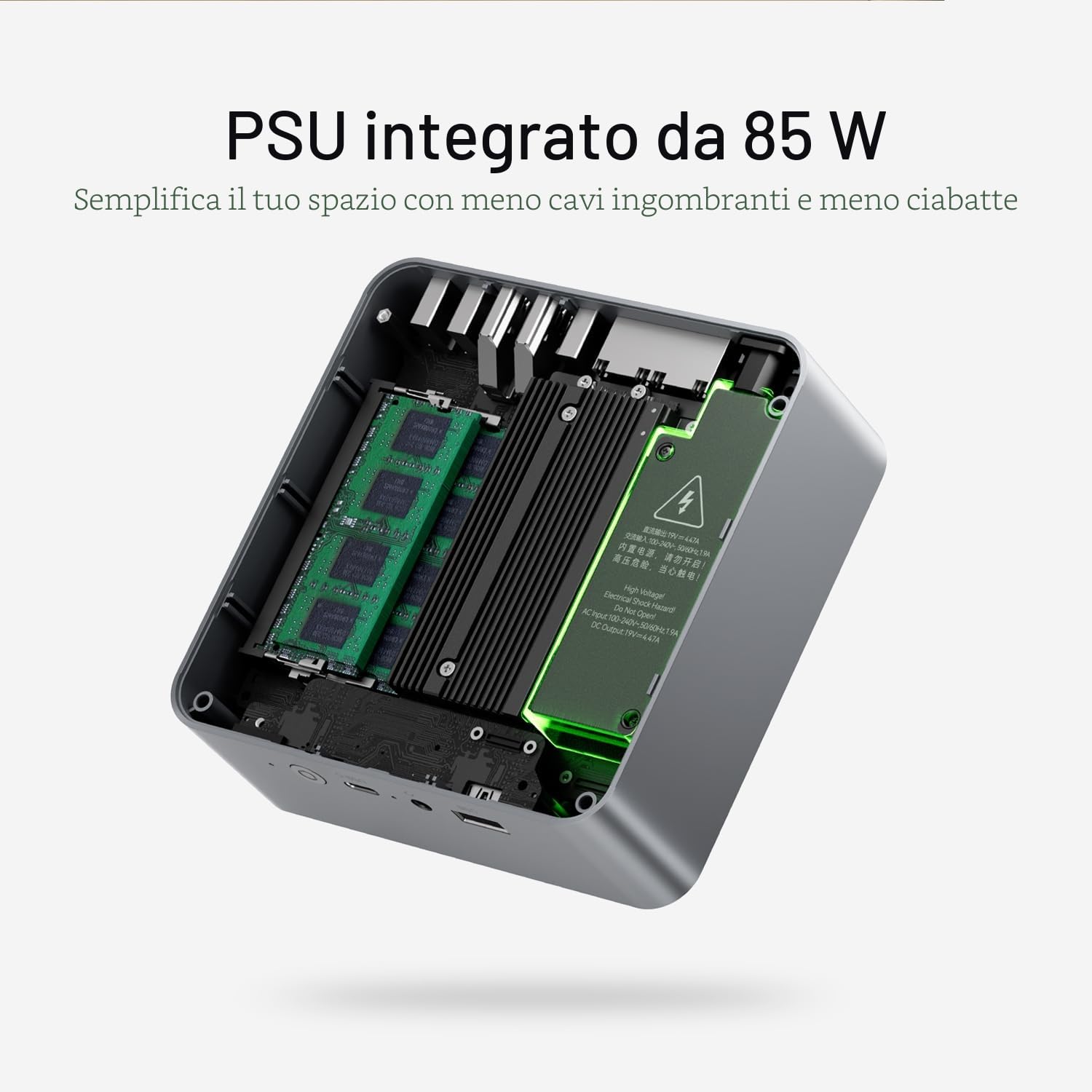 Beelink EQR5 Mini PC, AMD Ryzen 5 5500U (7nm, 6C/12T) fino a 4.0 GHz, Mini Computer 16GB DDR4 RAM 480GB PCIe SSD, Micro PC 4K @60Hz Display, Mini Gaming PC W11 WiFi6 BT5.2