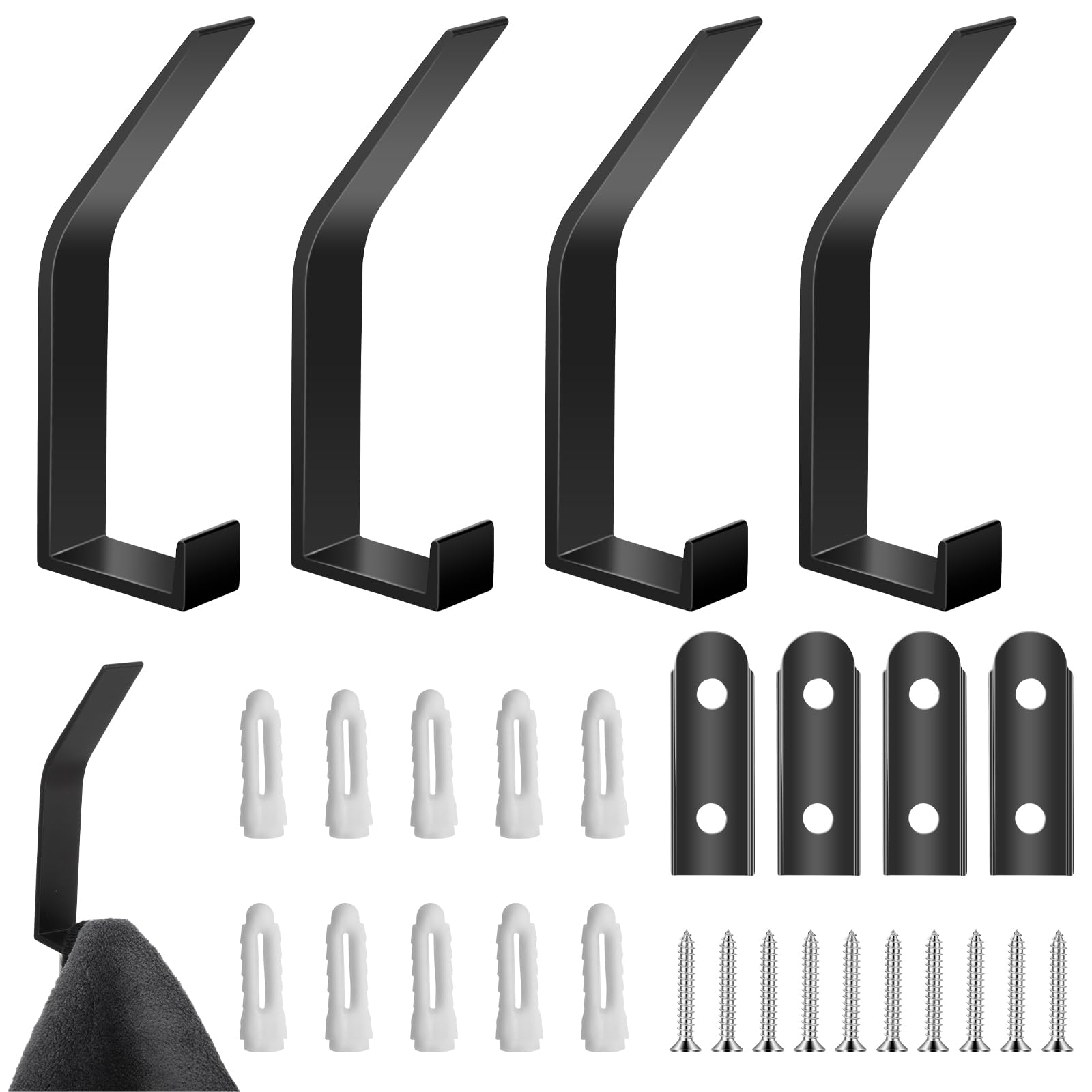 Rail Appendi Cappotti Sciarpe Appendiabiti In Rovere Naturale Con 6 Ganci - Binario Per Parete 91,5 Cm, Ideale Per Cappotti, Cappelli E Sciarpe Rail Gancio 6 Picchetti