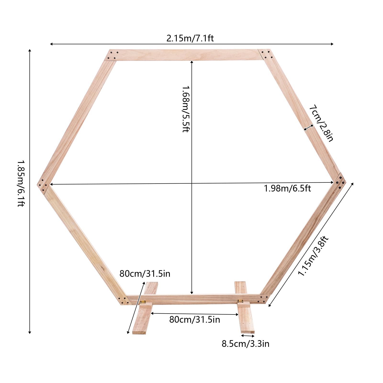 Arco de boda de madera hexagonal, soporte de fondo hexagonal, para boda, arco de boda, base de arco de boda, soporte para bodas, fiestas, decoraciones de cumpleaños