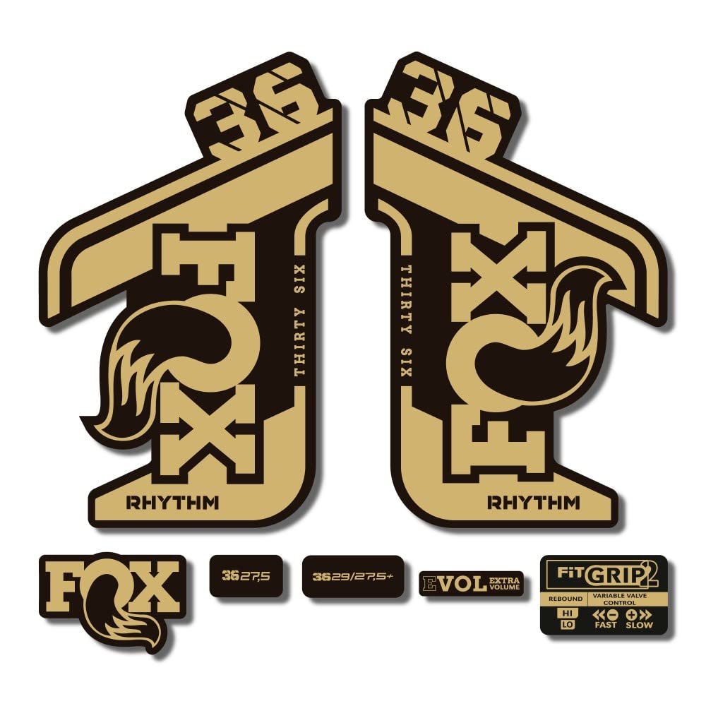 Stickers Fox 36 Rhythm 2021 or métallisé résistants pour rénover votre fourche VTT