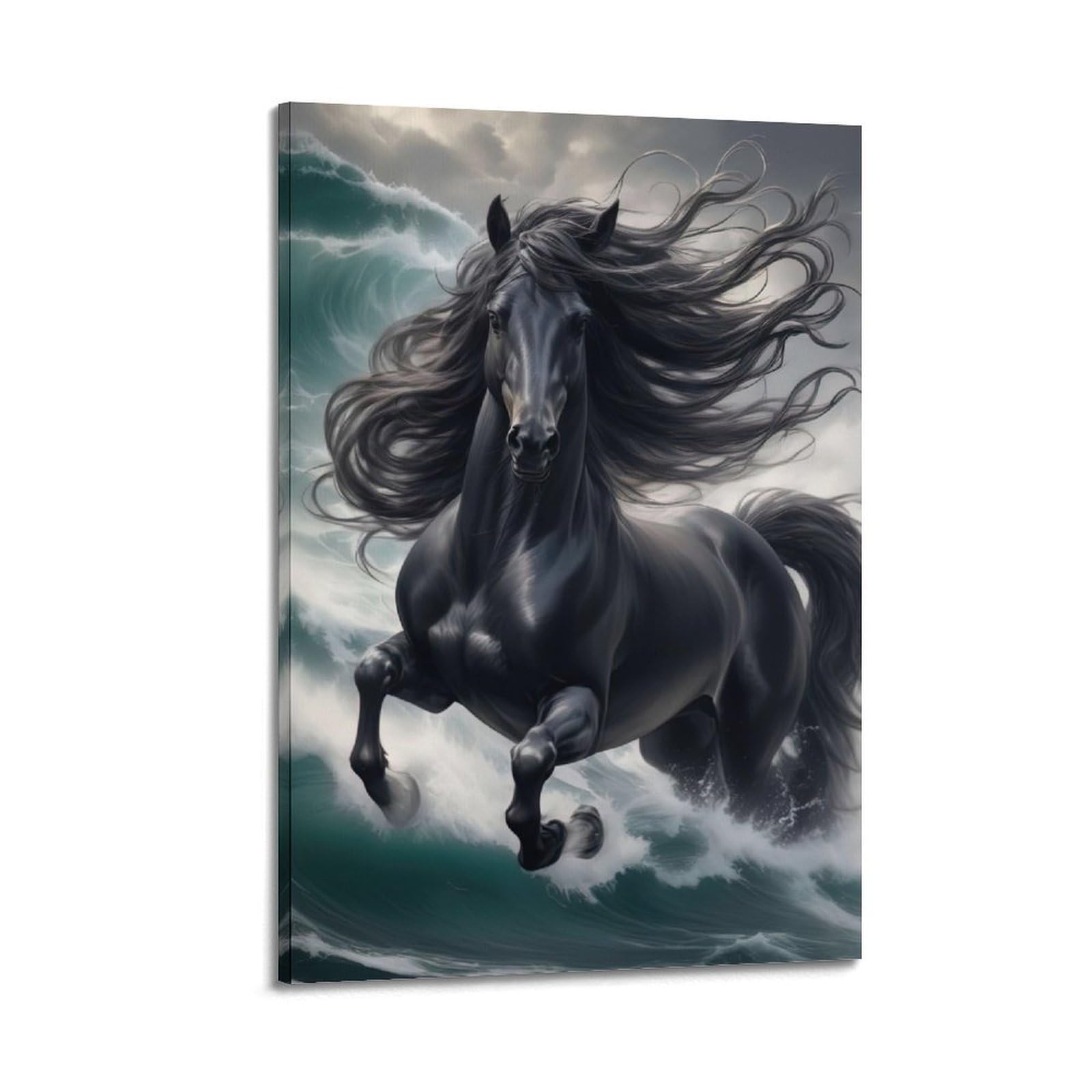 WZKTCL Animal Poster Black Horse by The Sea Poster Decorative Painting Canvas Wall Posters And Art Picture Print Modern Family Bedroom Decor Posters 20x30inch(50x75cm)