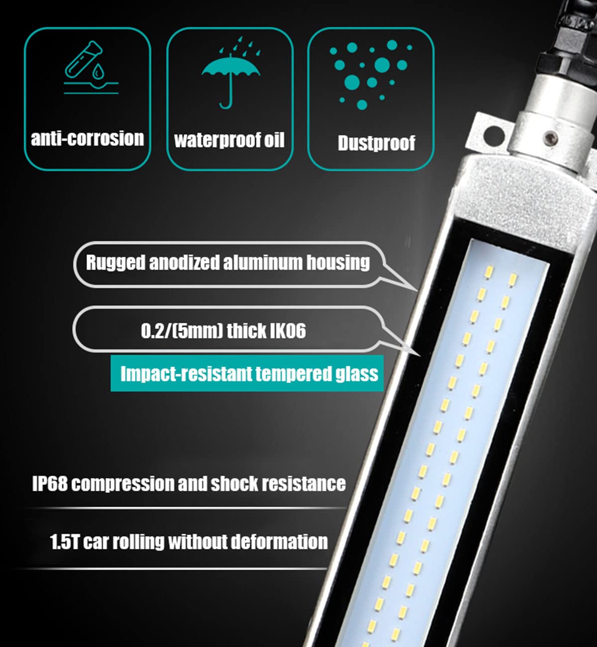 Lampada a Tubo LED per Macchina CNC 6-40w 24V IP68 Lampada a LED antideflagrante/Illuminazione a LED Interna per Macchine industriali(Size:6W)