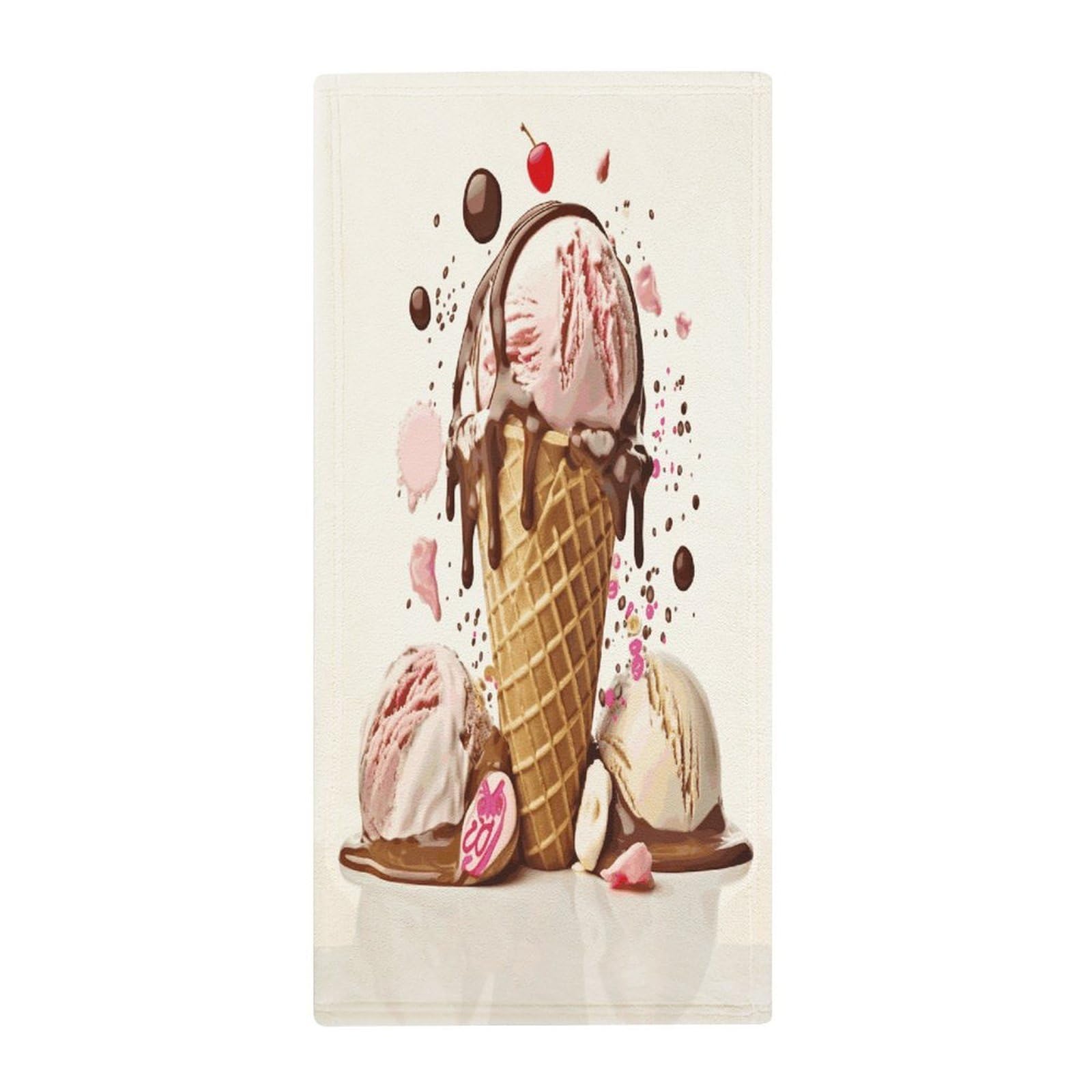 MUSM Premium Hand Towels for Bathroom Ultra Soft Printed Towels Coral Velvet Kitchen Hand Ice Cream Towel Highly Absorbent Hotel Spa Towel Collection 13.8 X 28.7 in