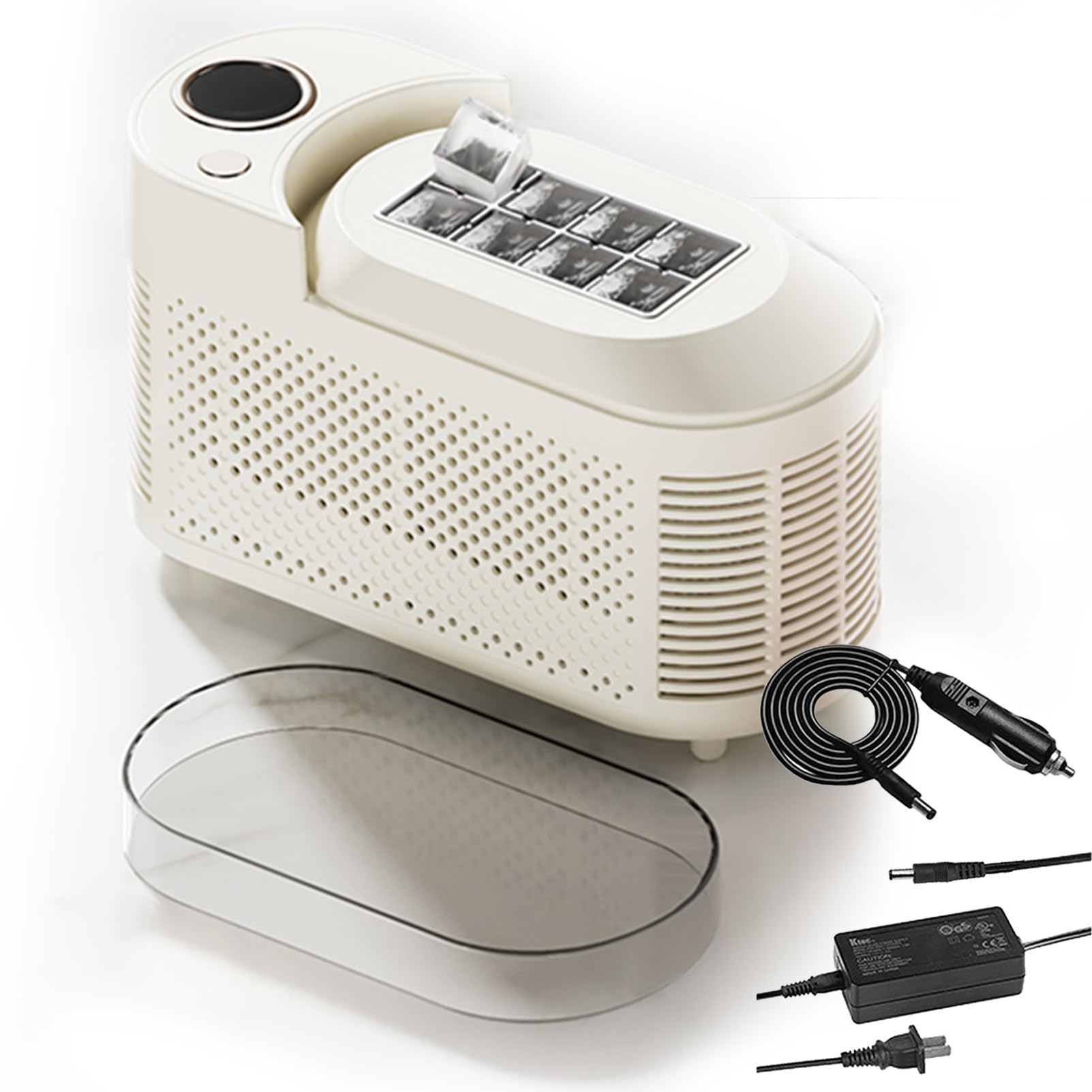 Camping-Eismaschine mit Schnellgefrieren – tragbar for den Heim-/Bürogebrauch, energieeffizienter 120-W-Motor, leichtes Design, problemlose Reinigung(Beige)